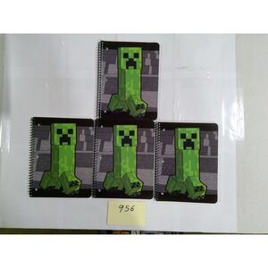 Minecraft Notebooks Kids 10.5x8 Green New 4-Pack Creeper Wide Ruled 70 Sheets